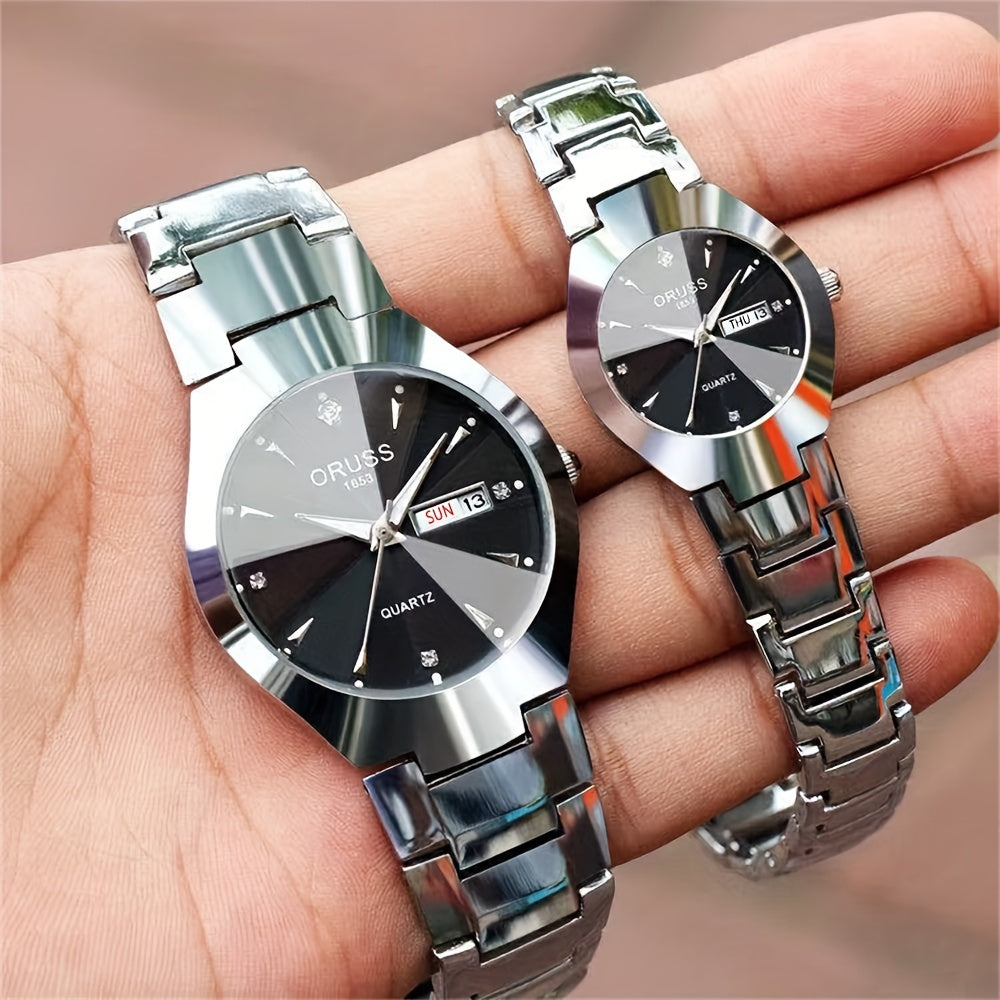 Relojes elegantes para mujeres y hombres para parejas, casual, deportivo, de negocios, de cuero, de acero inoxidable