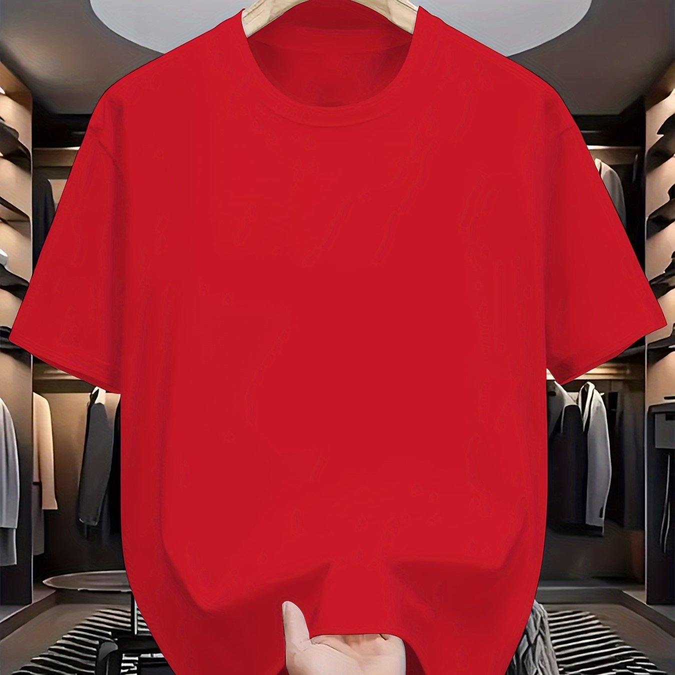 Camiseta de color sólido para adultos con cuello redondo y manga corta, mezcla de poliéster, para todas las estaciones, casual