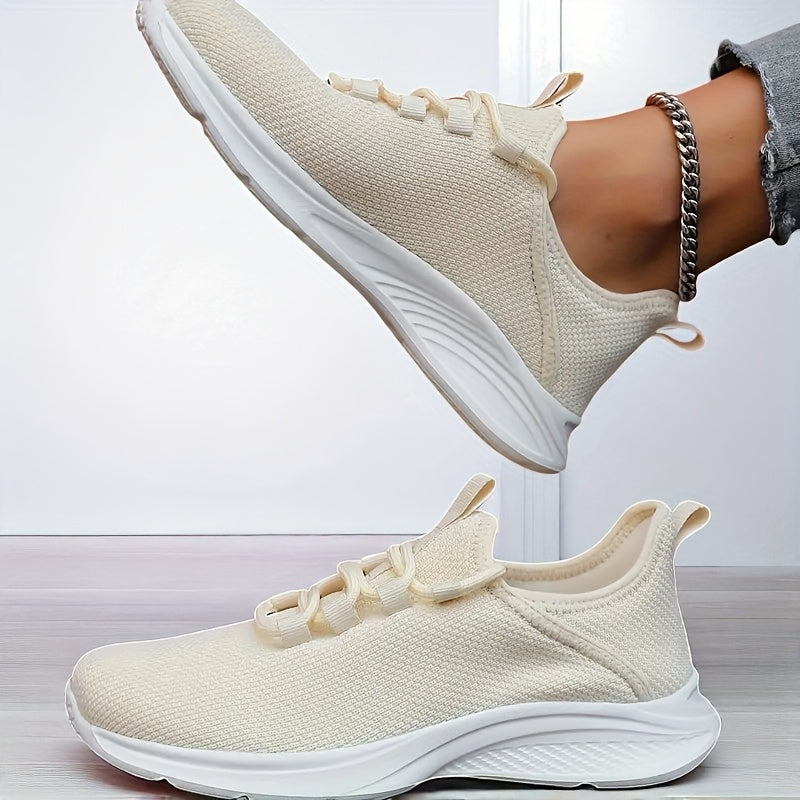 Women's Lightweight Breathable Slip-On Sneakers Grey White Casual Fitness