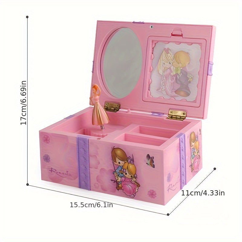 Girls Ballet Dancer Music Box with Mirror Rotating Jewelry Organizer Gift