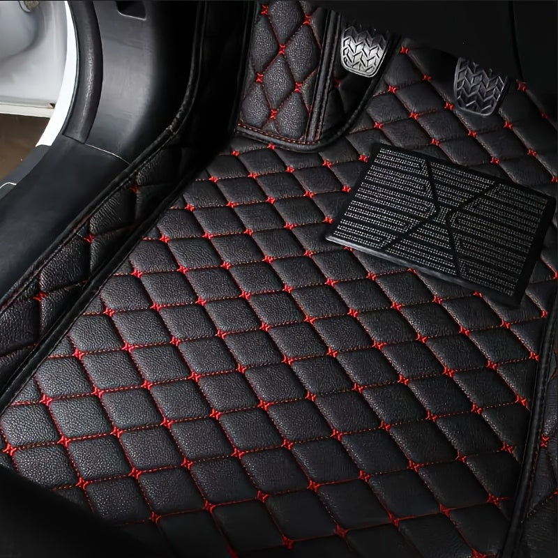 Car Floor Mat Faux Leather Full Coverage All-Weather Durable Easy to Clean