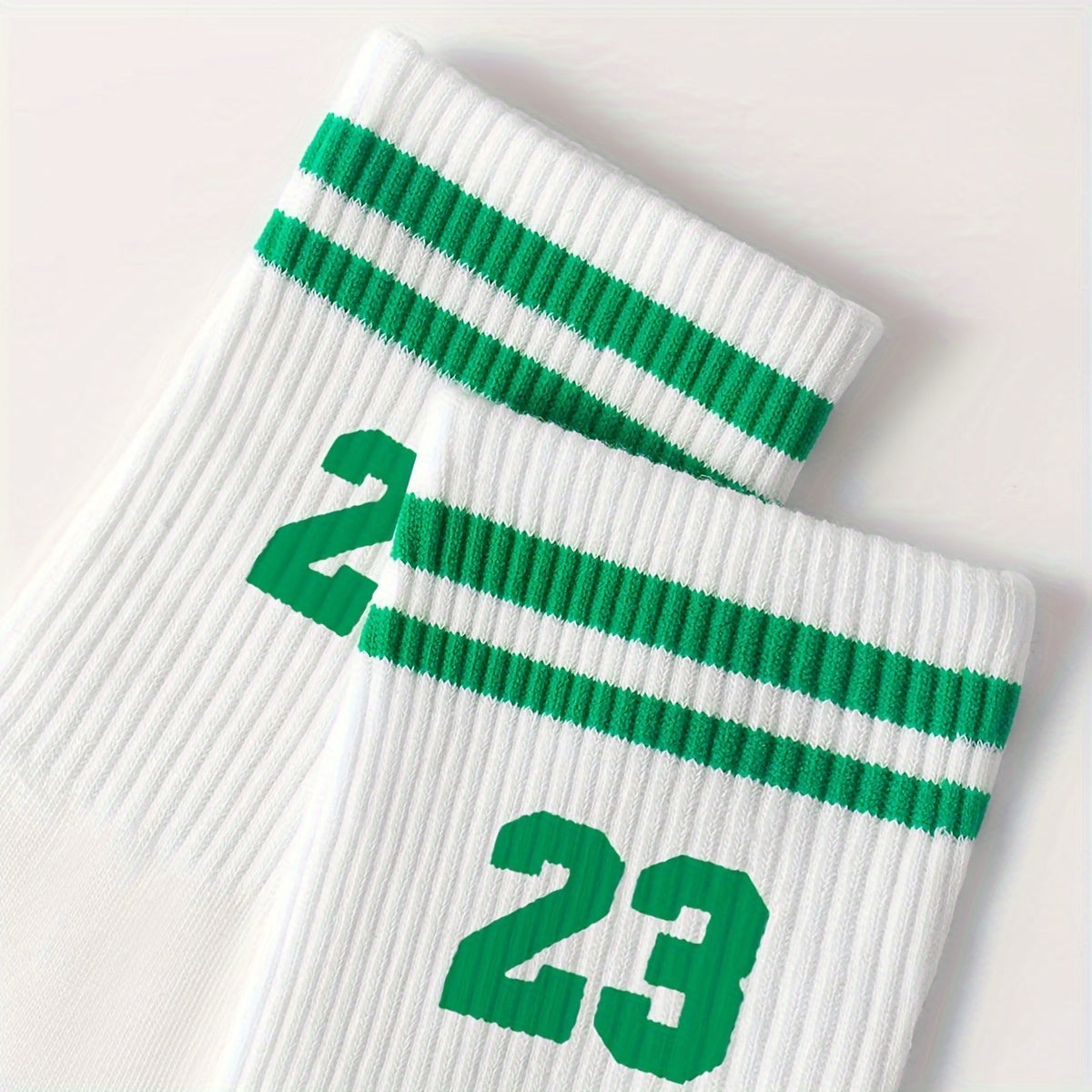 Men's Athletic Mid-Calf Socks Striped Pattern Number 23 Polyester Spandex