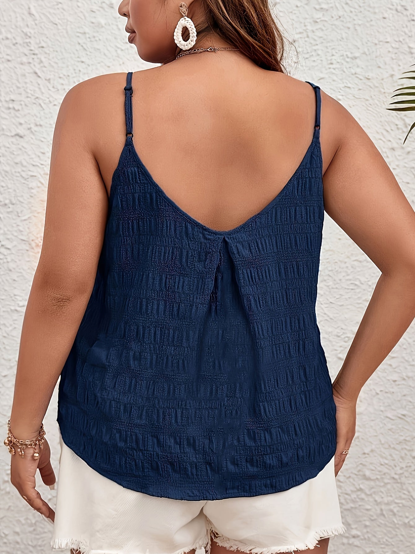 Plus Size Women Ruched Cami Top Sleeveless Summer Casual Crew Neck