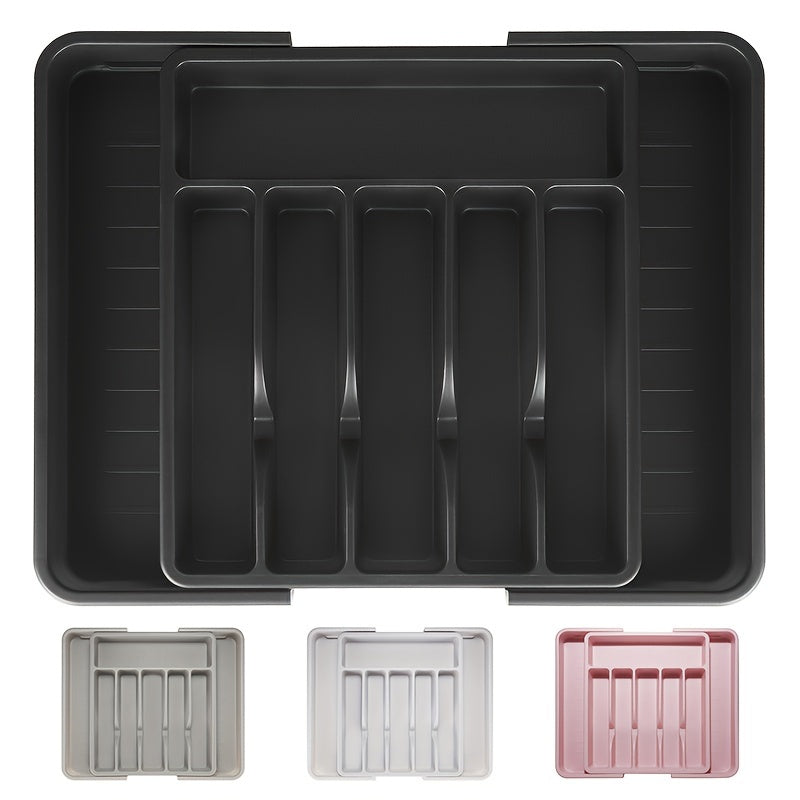 Set of 3 Expandable Silverware Drawer Organizers with Large Storage Space in Black Gray White Pink