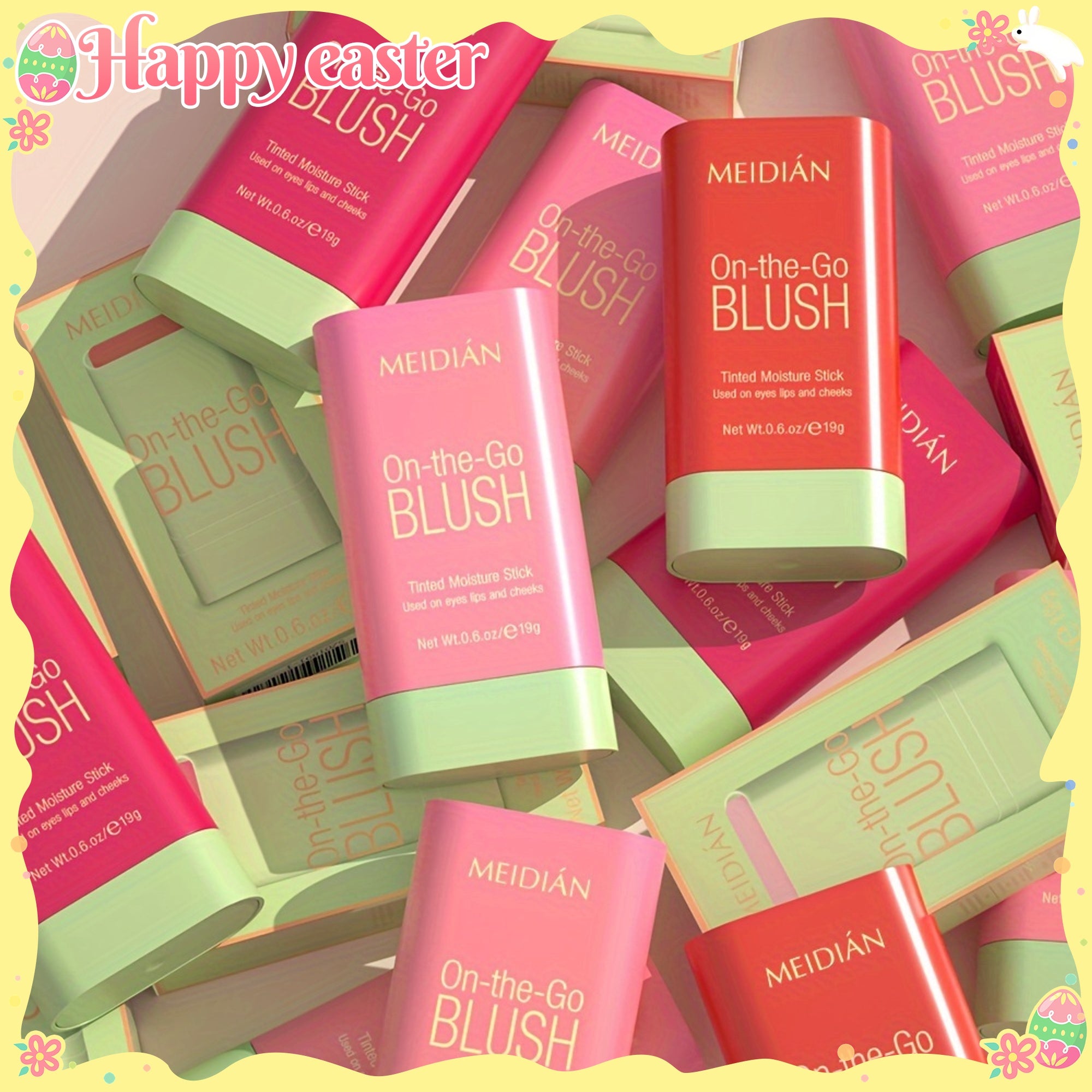 Tinte de mejillas rosa coral a prueba de agua, duradero, en barra para mujer