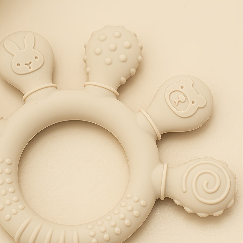 Silicone Teething Toy for Babies 0-3 Years Easy Grip Soft Chew Gift