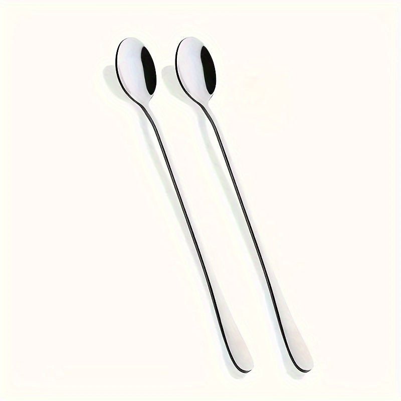 Stainless Steel Long-Handled Spoon for Coffee Tea Ice Cream Stirring 2/4 Pack