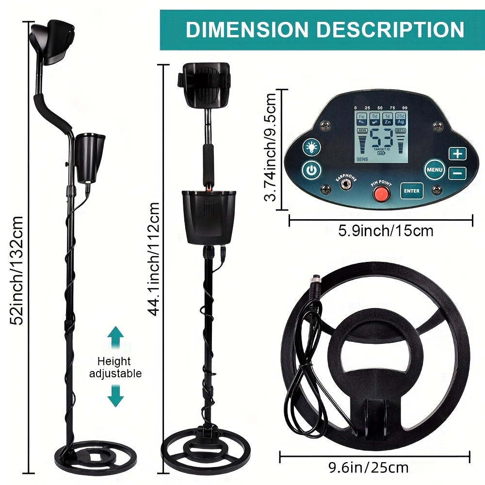Adult Metal Detector Set with Adjustable Features for Coins and Beach Treasures