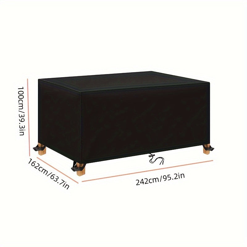 600D Oxford Fabric Waterproof Patio Furniture Cover for Rectangular Tables and Couches Black All-Season Weatherproof