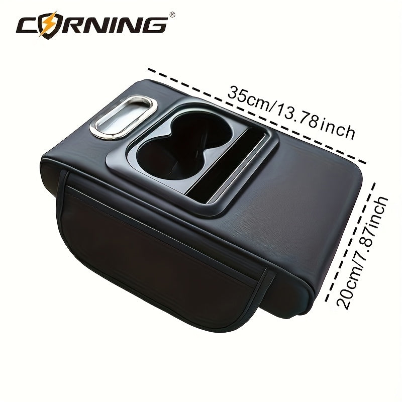 Автомобильный подлокотник с двумя держателями для чашек, многофункциональный органайзер для хранения, черный