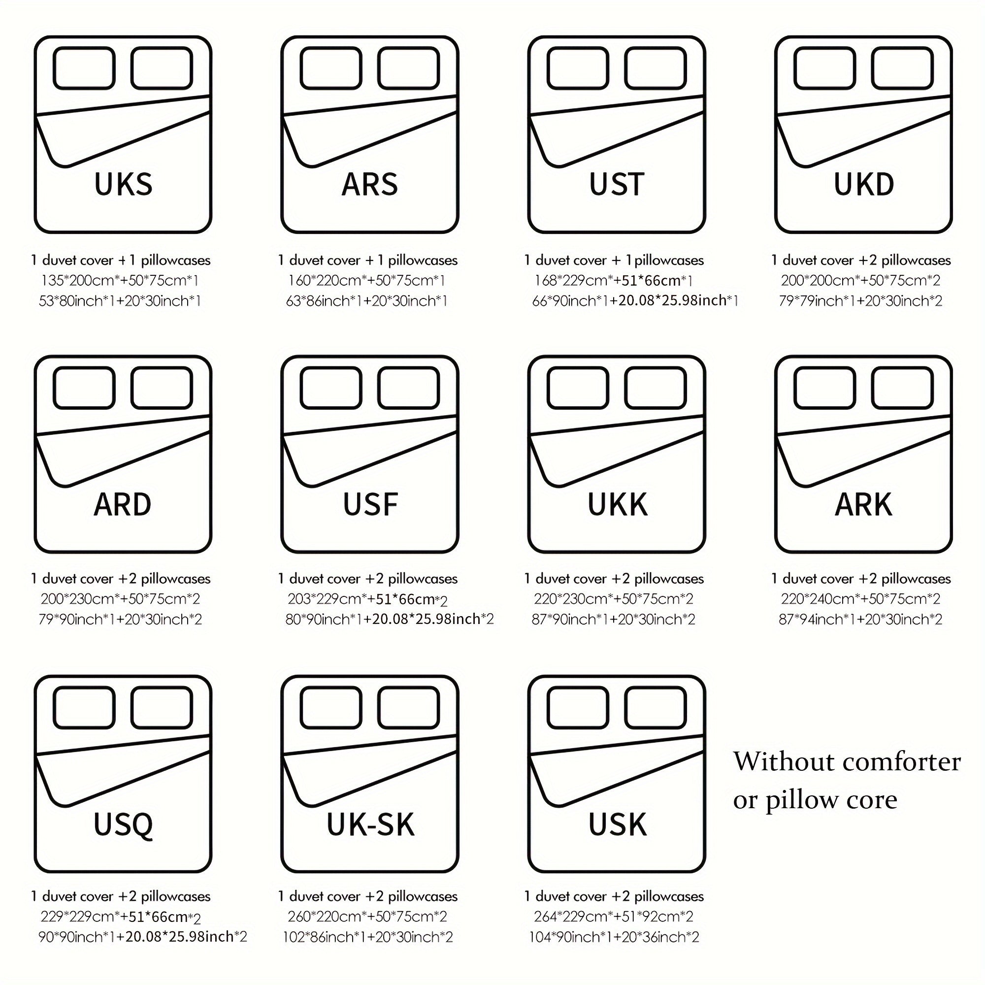 Black Heart Pattern Duvet Cover Set 3 Pieces Includes Duvet Cover and Pillowcases