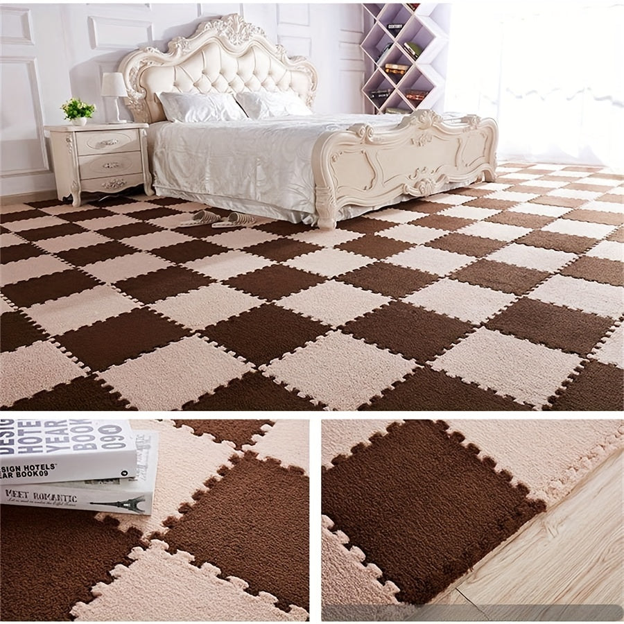 20pcs Indoor Carpet Tiles Full Coverage Washable Non-Slip Floor Rug 29.97cm Polyester EVA