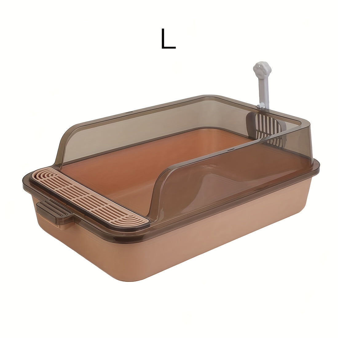 Rectangular Plastic Cat Litter Box with Removable Cover and Raised Edge