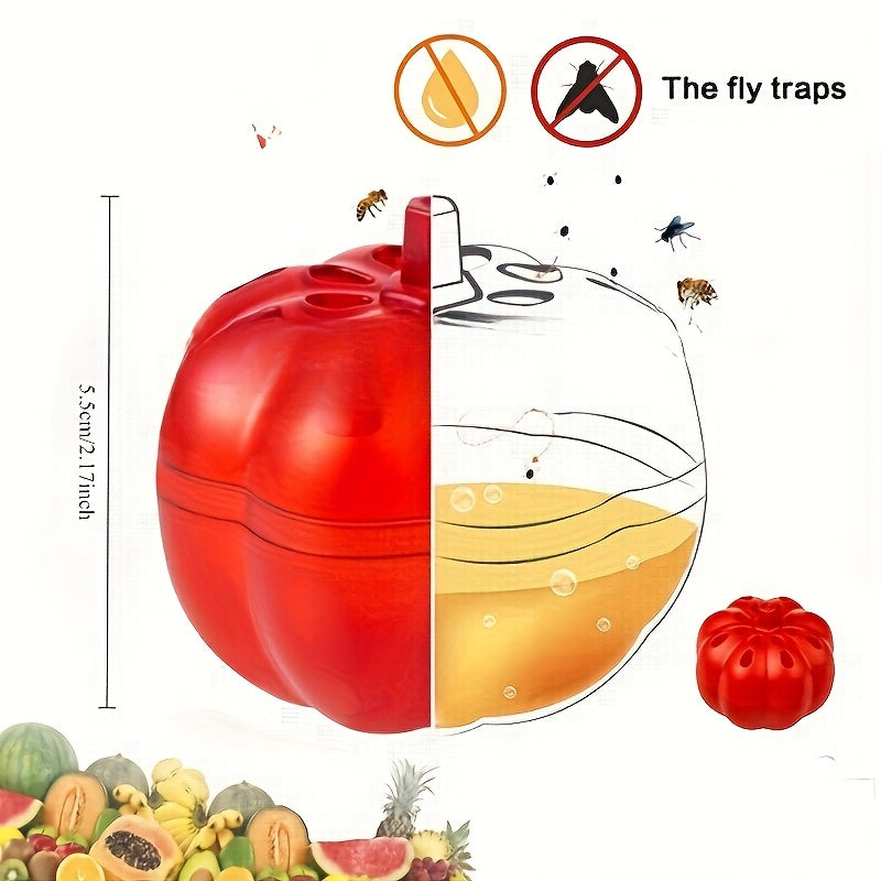 2 piezas de atrapamoscas de fruta con forma de calabaza, volador, no tóxico, transparente, PP