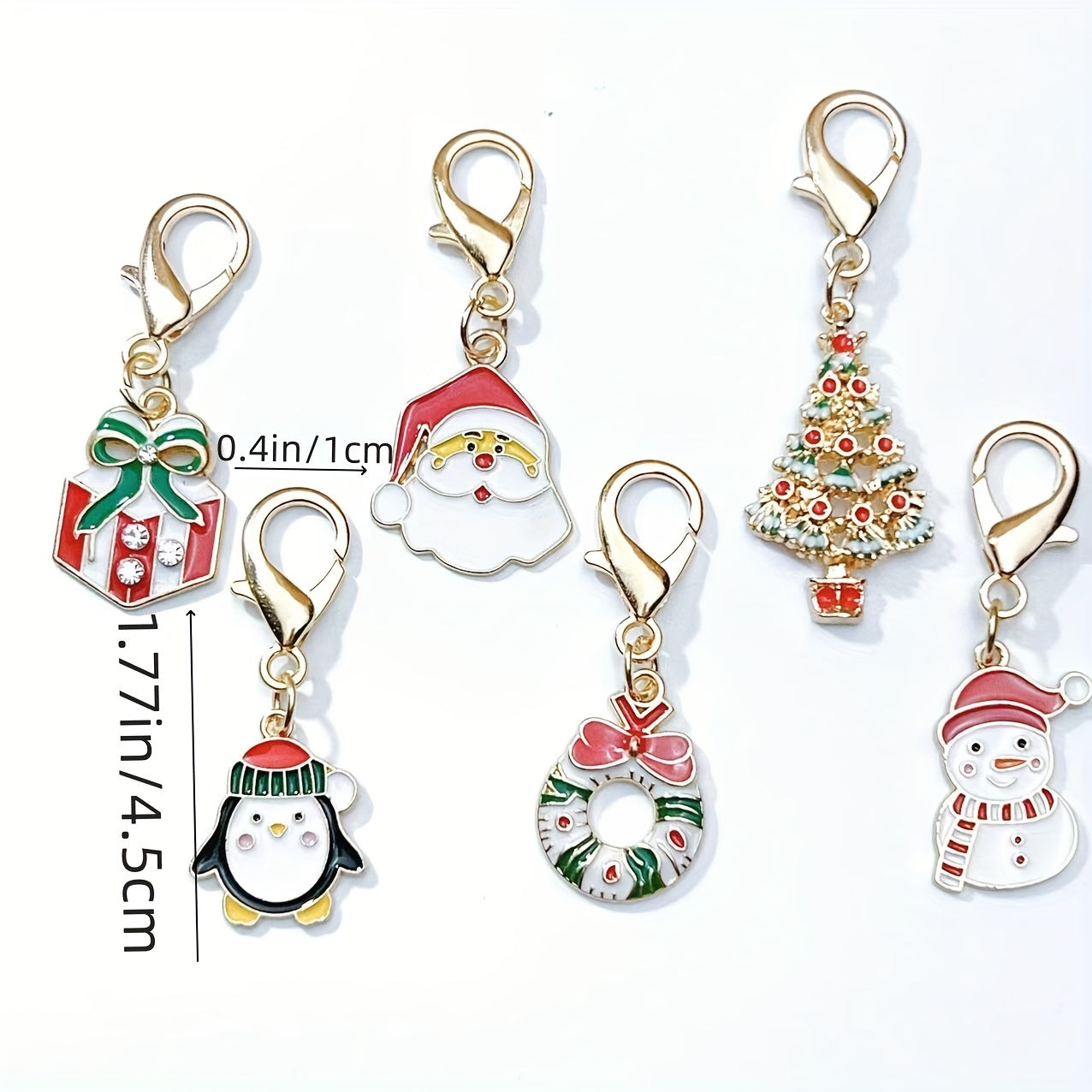 Christmas Keychain Charms Zinc Alloy Festive Holiday Gift Bag Pendants
