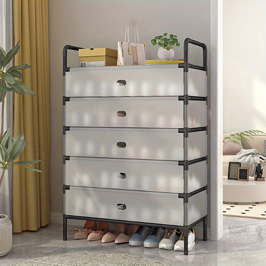 Estante para zapatos de metal con funda antipolvo, organizador de varias capas para entrada y pasillo