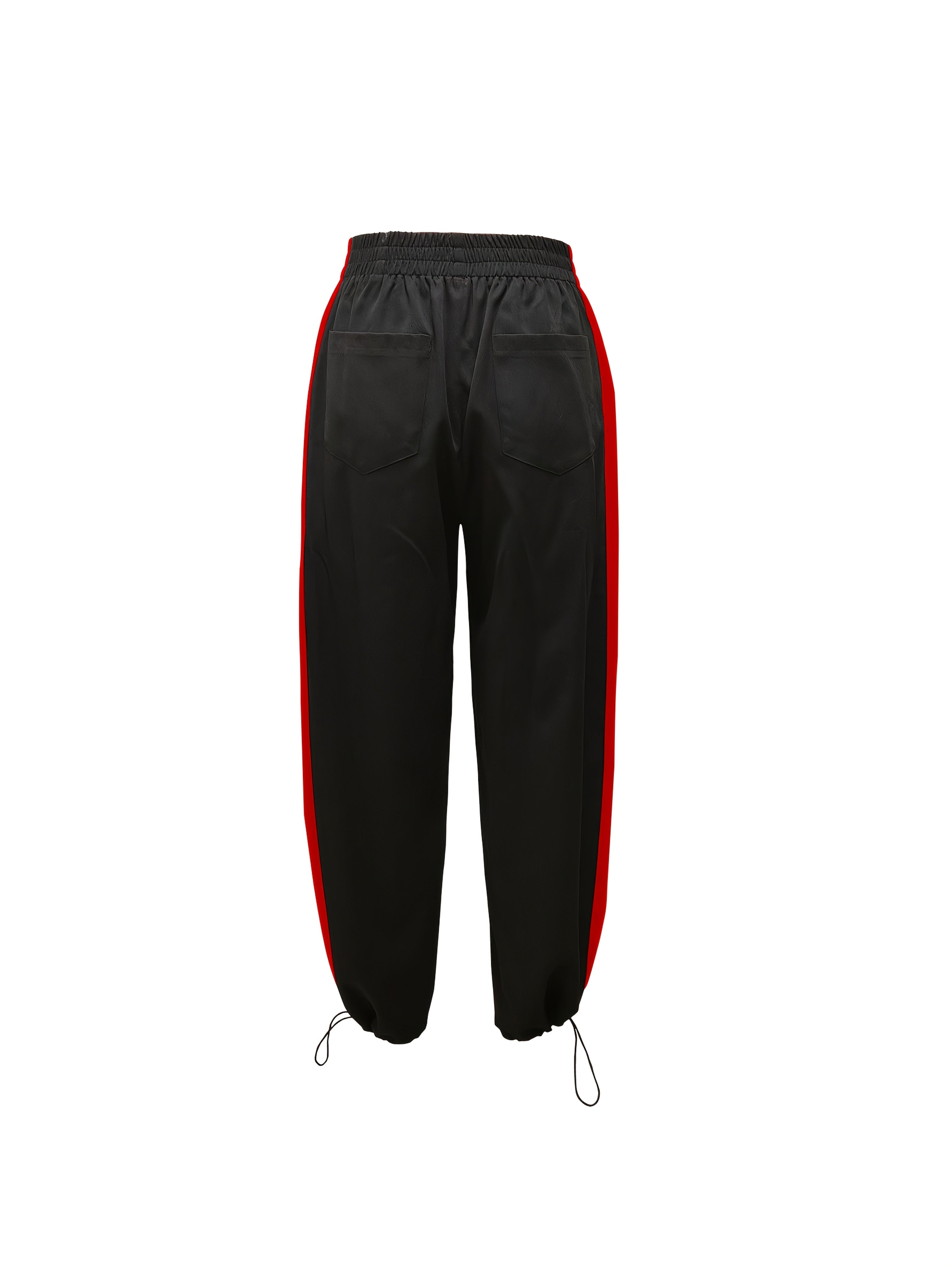 Women's Woven Color Block Elastic Waist Jogger Pants with Cuffed Ankle All-Season