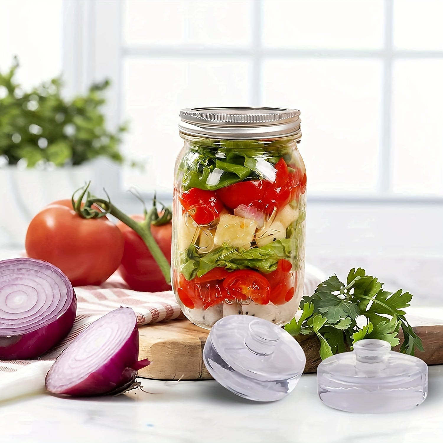 Glass Fermentation Weights with Handles for Wide Mouth Mason Jars Pack of 4