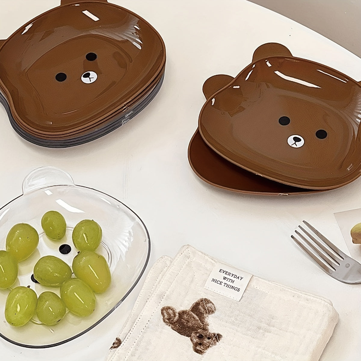 Pet Bear Cartoon Dog Food Plate for Snacks and Meals Durable Kitchen Essential