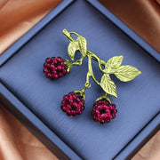 Red Berry Design Alloy Raspberry Branch Brooch Pin for Women