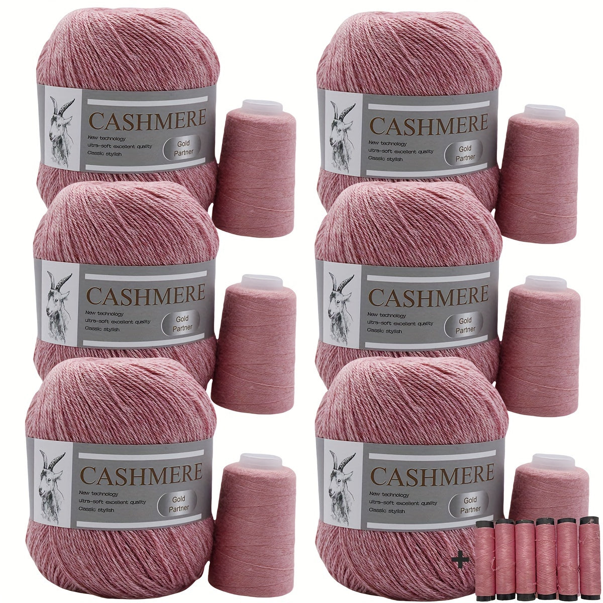 Luxurious Cashmere Yarn Set for Knitting and Crocheting Multicolored 6-Pair Bundle