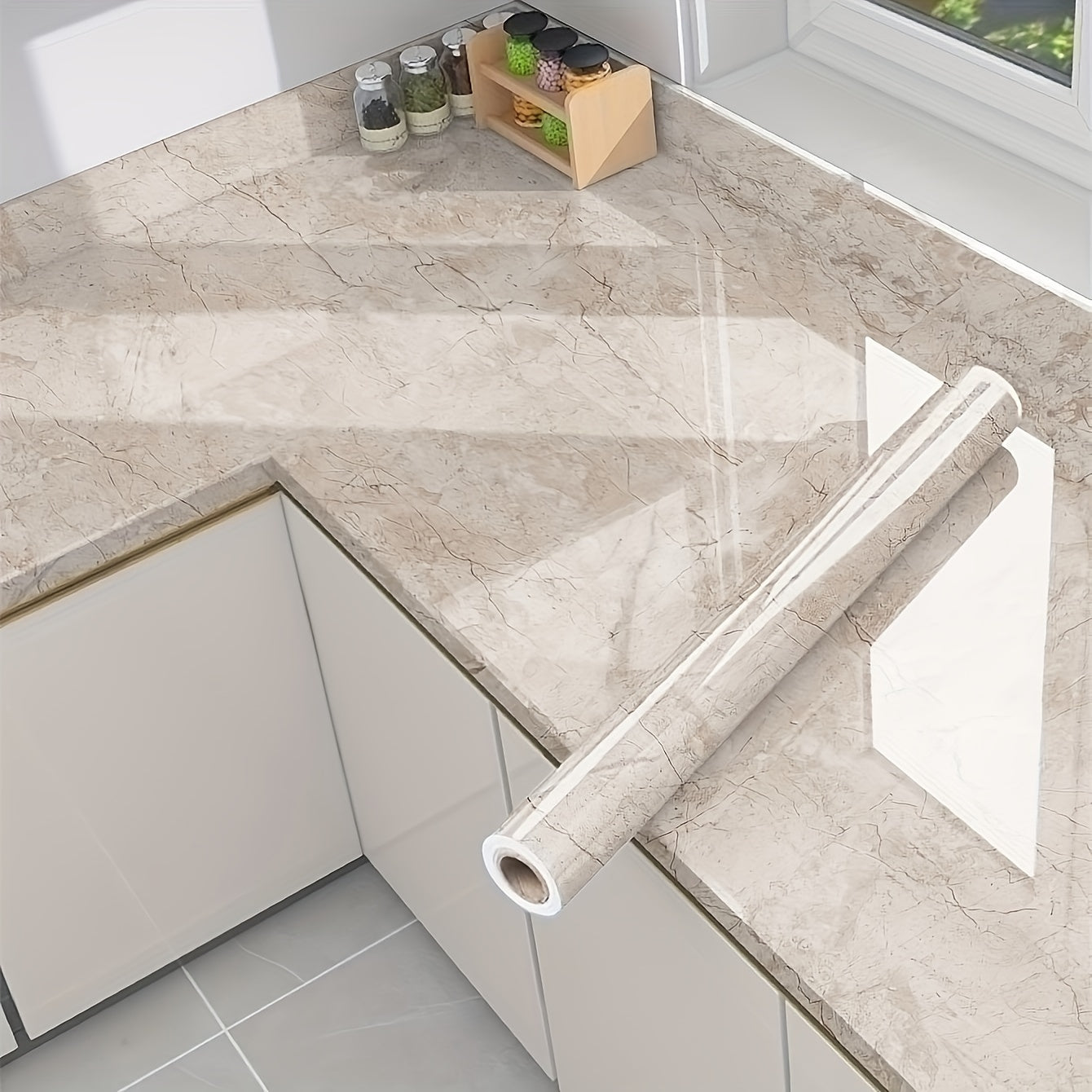 Self-Adhesive Waterproof Marble Wall Stickers for Kitchen Bathroom Renovation