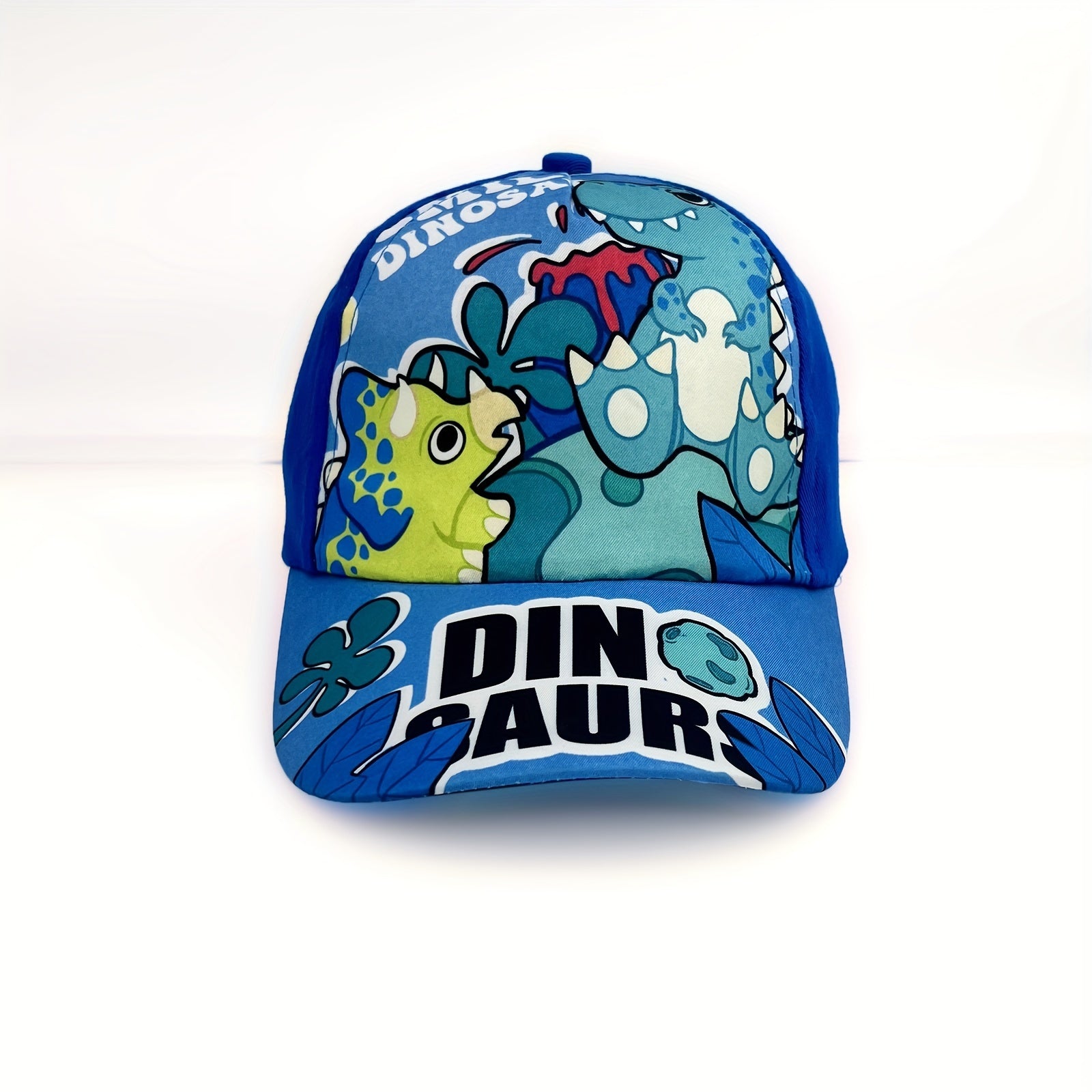Kids Adjustable Cartoon Dinosaur Print Baseball Cap Lightweight All-Season Fitted for Boys and Girls