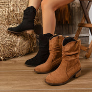 Women's Faux Leather Chelsea Boots Black Brown Slip-On Casual All-Season