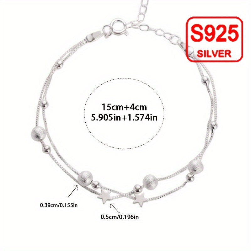 Women’s Double-Layer Silver Bracelet Hypoallergenic Retro Luxury Gift for Mother’s Day or Festivals