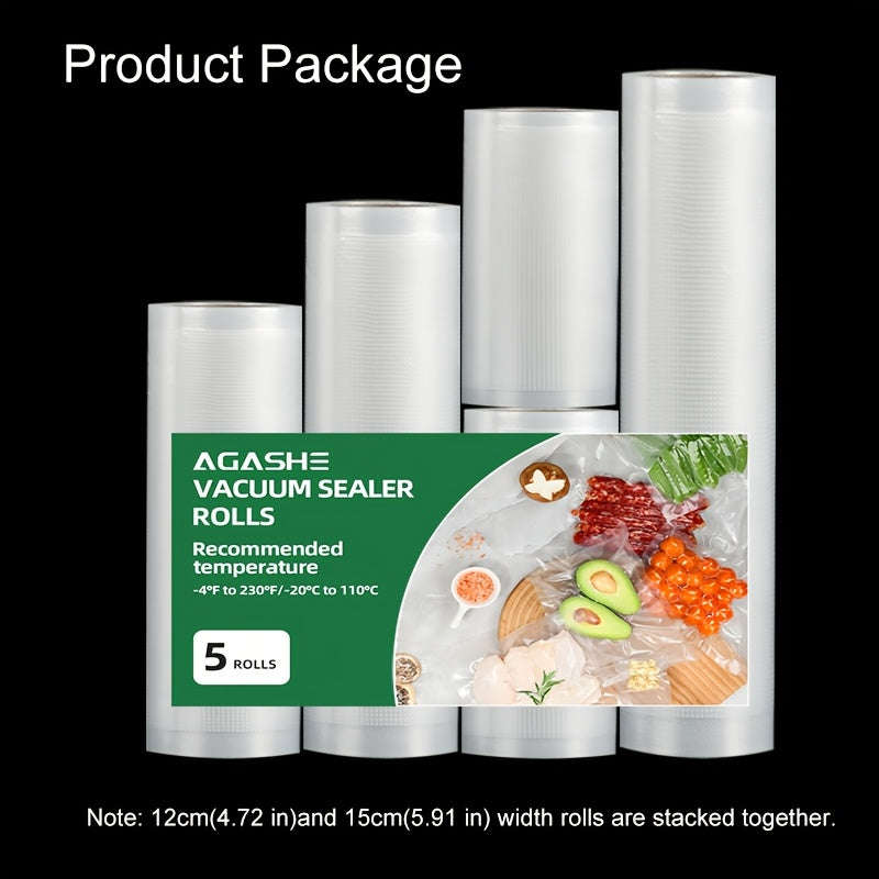 5-to'plam BPA-bezov vakuum yopish qoplari, turli kengliklar, 3m, oziq-ovqat saqlash, taom tayyorlash