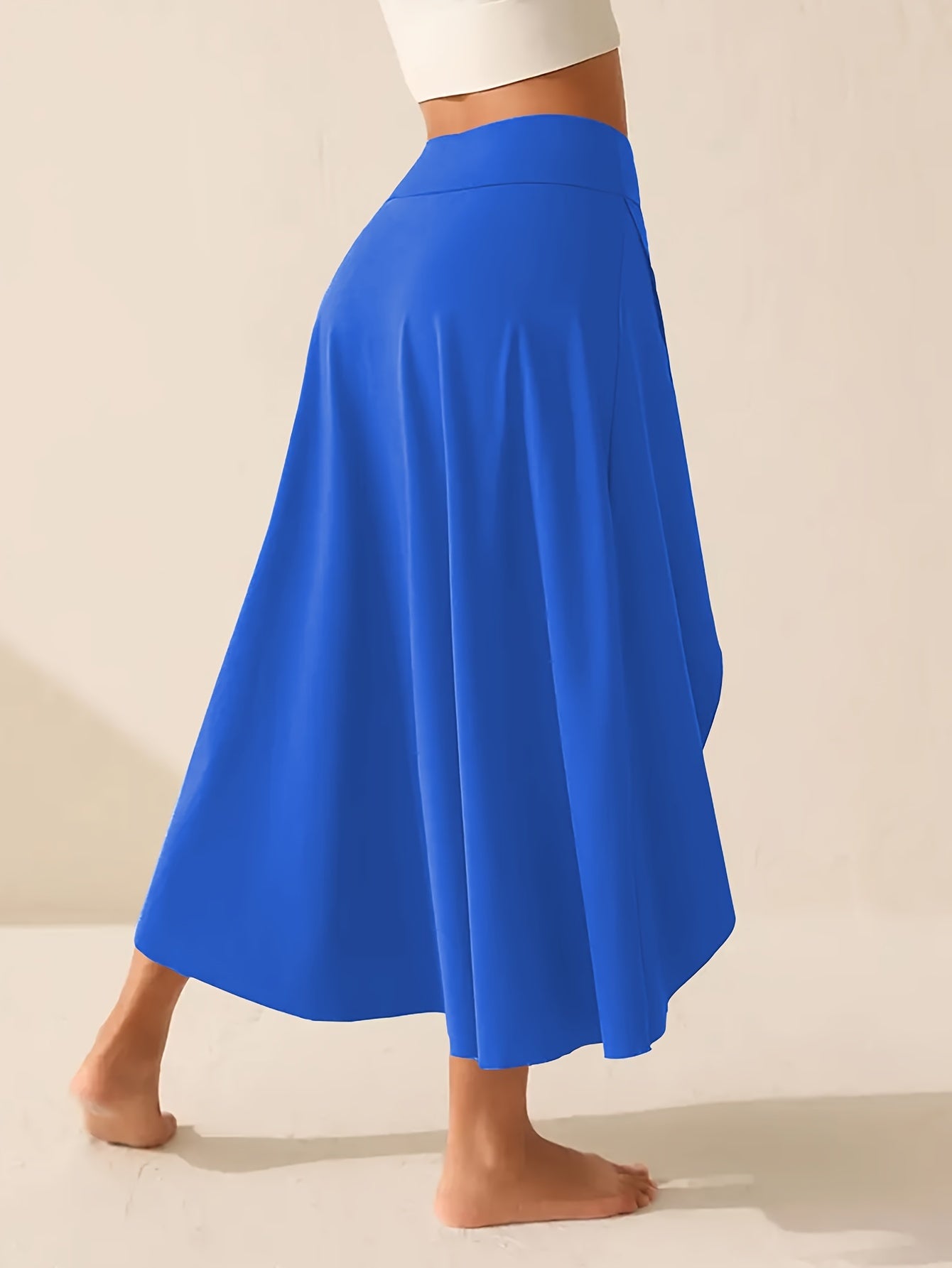 Women's Plus Size Asymmetrical Athletic Midi Skirt Casual Yoga Skirt With Pocket