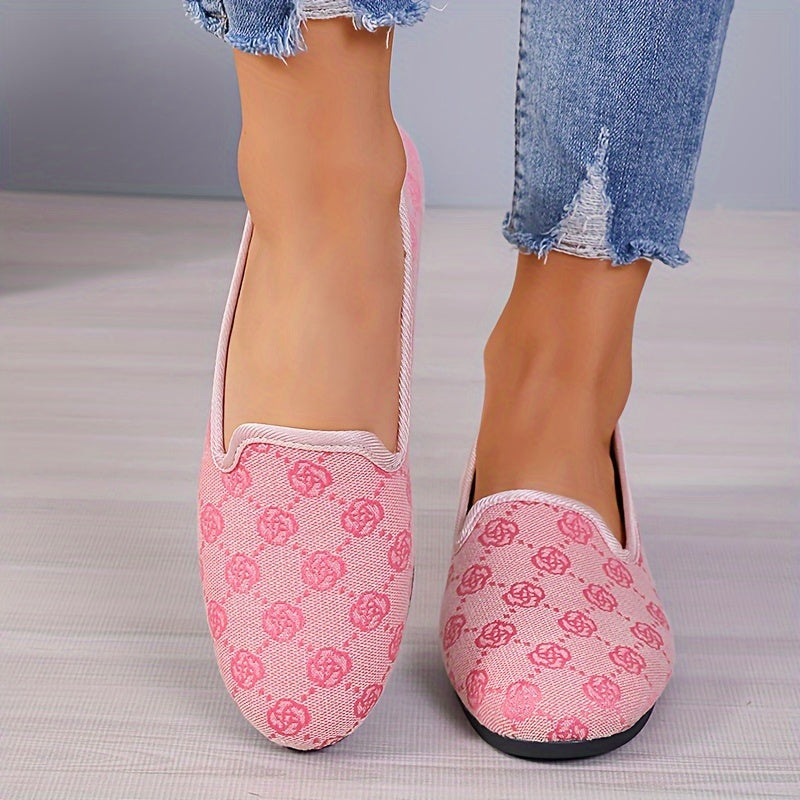 Women's Heart Pattern Slip-On Flats Fabric Shoes Comfortable All-Season