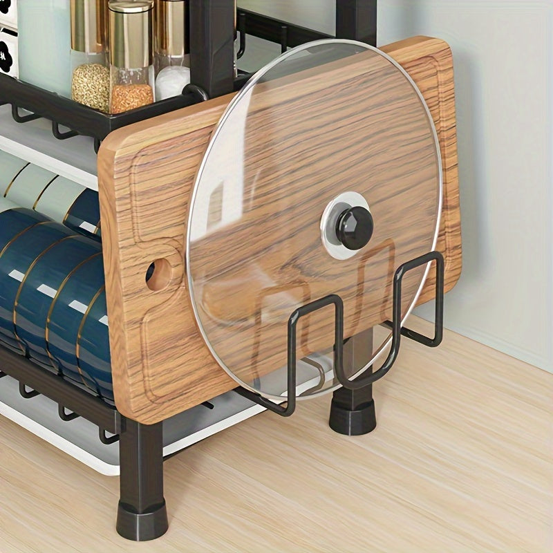 3-Tier Black Dish Drying Rack with Drainboards Utensil and Cutting Board Holders Kitchen Counter Organizer