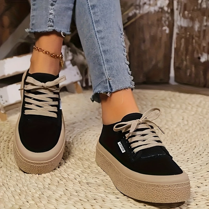 Women's Fashion Sneakers Low Top Lace-Up Athletic Shoes Canvas Comfortable Fit