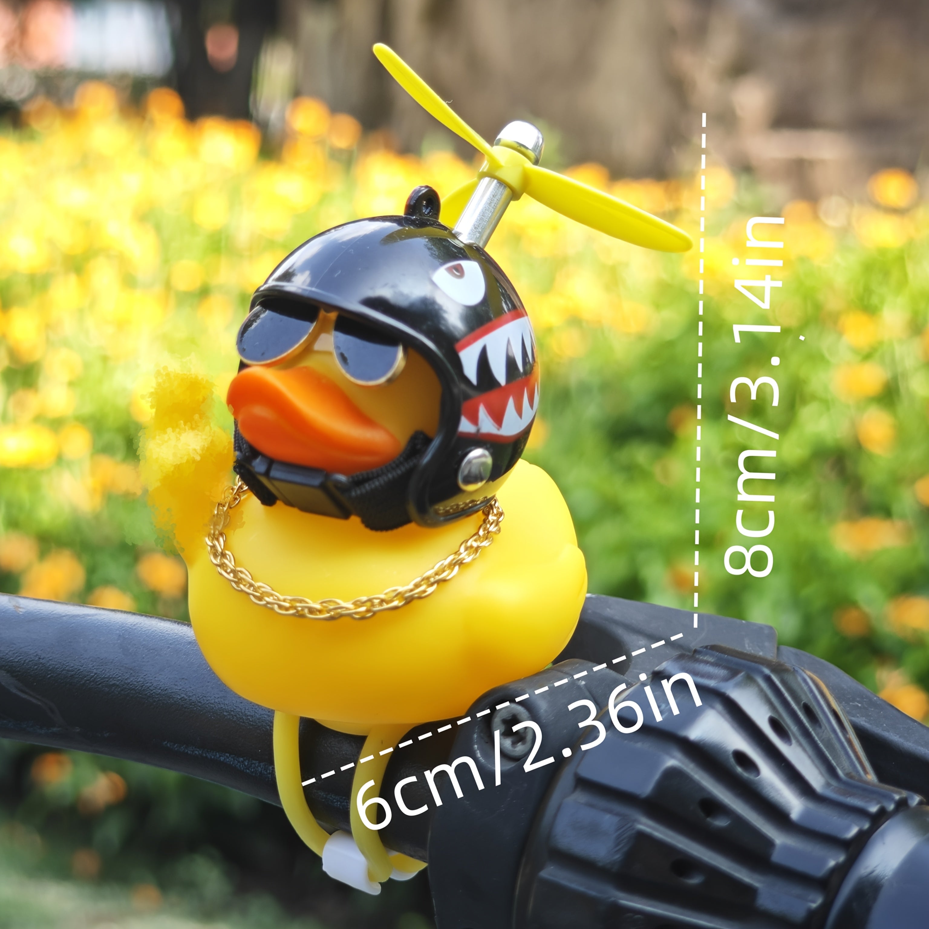 Motorcycle Decor Duck with Shark Helmet Propeller PVC Elastic Strap for Bikes