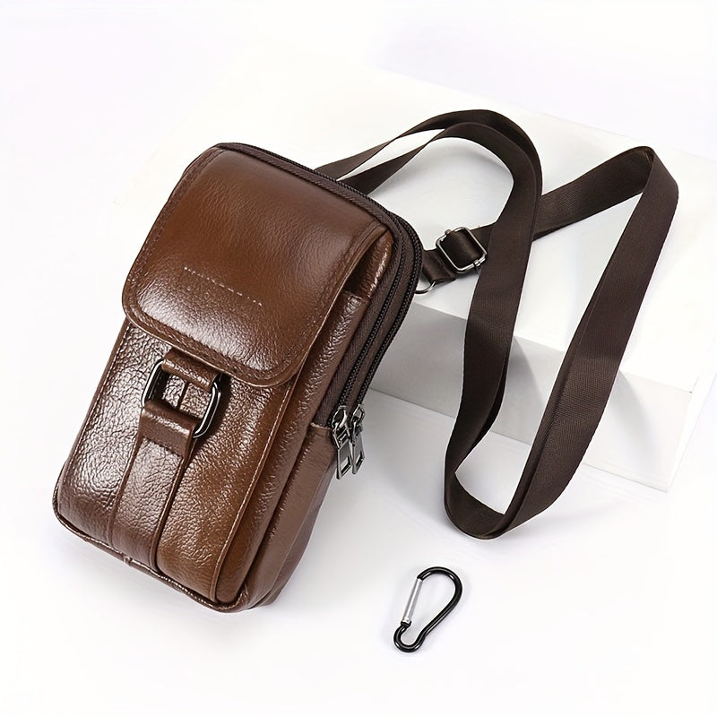 Men's Waist Bag Leather Fanny Pack for Walking Cycling Gym Workouts