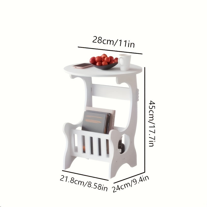 Modern Circular Plastic Bedside Table for Small Spaces Storage Organizer