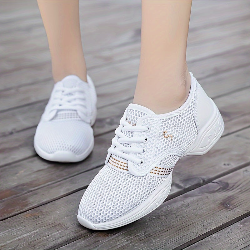Women's Jazz Dance Shoes Mesh Low Top Lace Up Casual All-Season