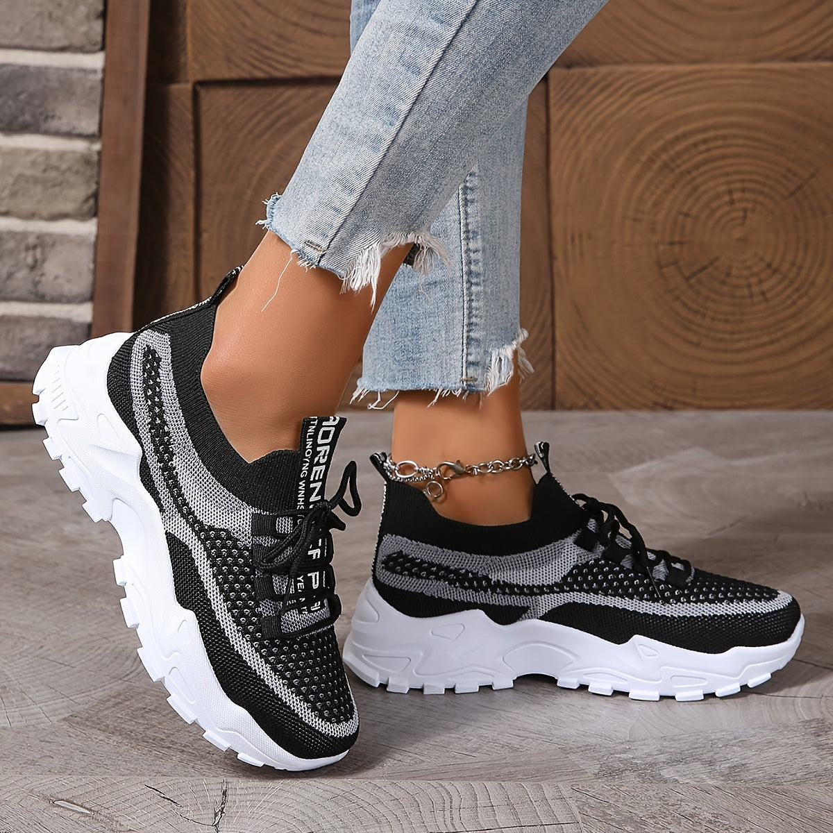 Women's Breathable Knit Low-Top Running Sneakers Lightweight Casual Shoes