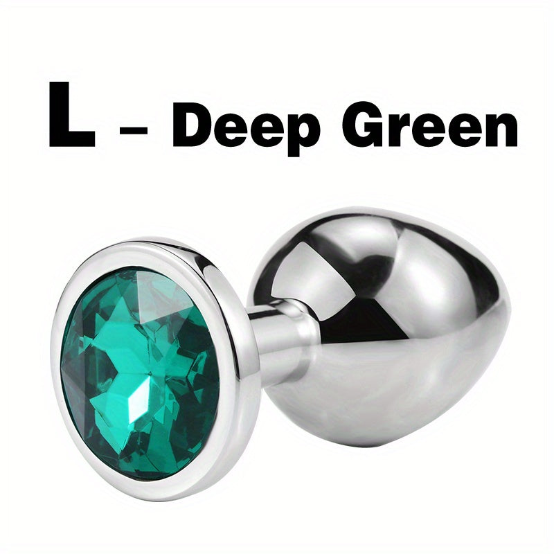 Adult Metal Anal Plug Butt Plug with Gem Base, Couples Sex Toy