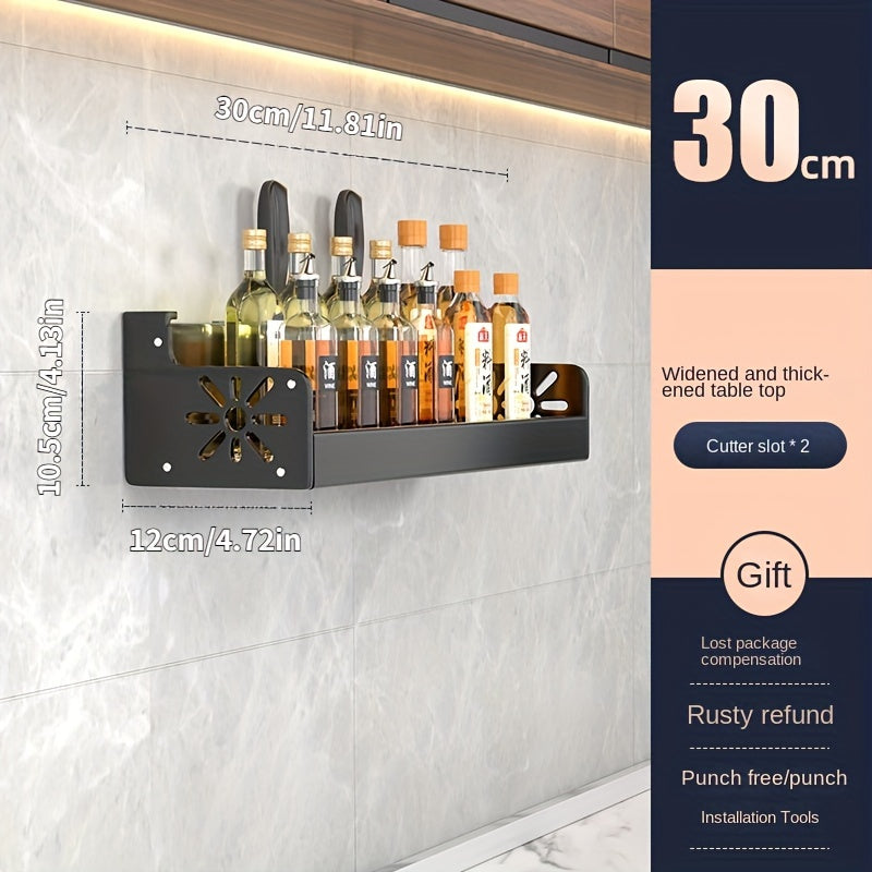 Wall-Mounted Kitchen Storage Rack for Spices Knife and Chopstick Holder