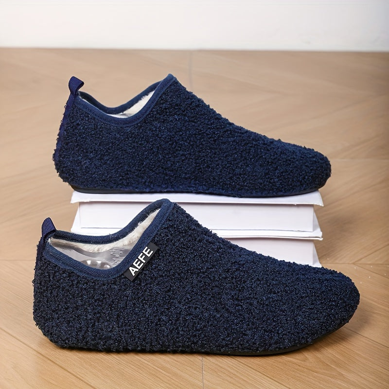 Men's Casual Slippers with Breathable Fabric Upper and Non-Slip Rubber Sole