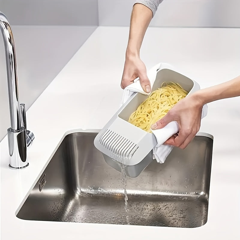 Microwave Pasta Cooker with Strainer Heat-Resistant Plastic Easy-Clean Noodle Steamer