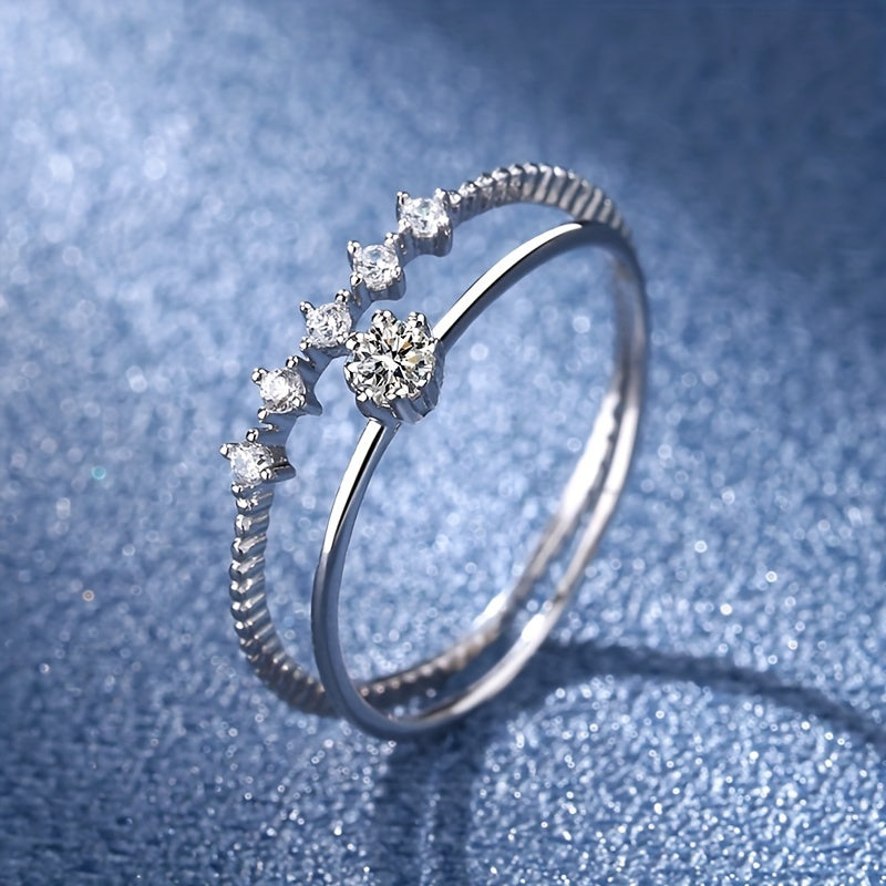 Sterling Silver Moissanite Engagement Ring Round Cut Solitaire Wedding Anniversary Gift