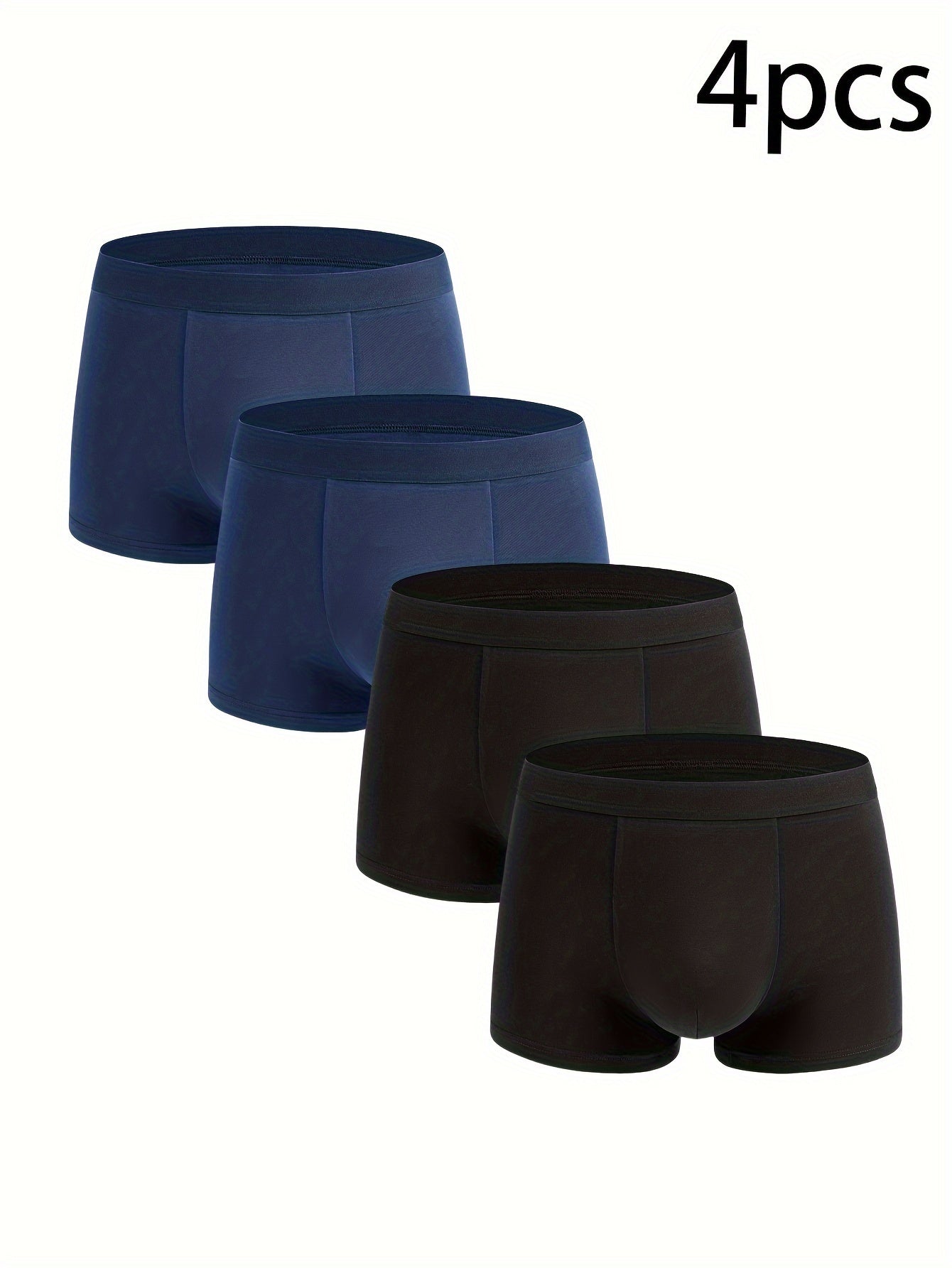 Men's Cotton Underwear 4-Pack Solid Color Breathable Flat Leg Shortie