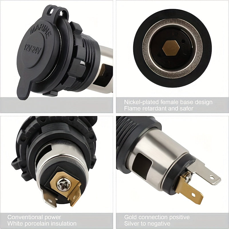 Universal Car Motorcycle 12V 24V Lighter Socket Assembly Kit