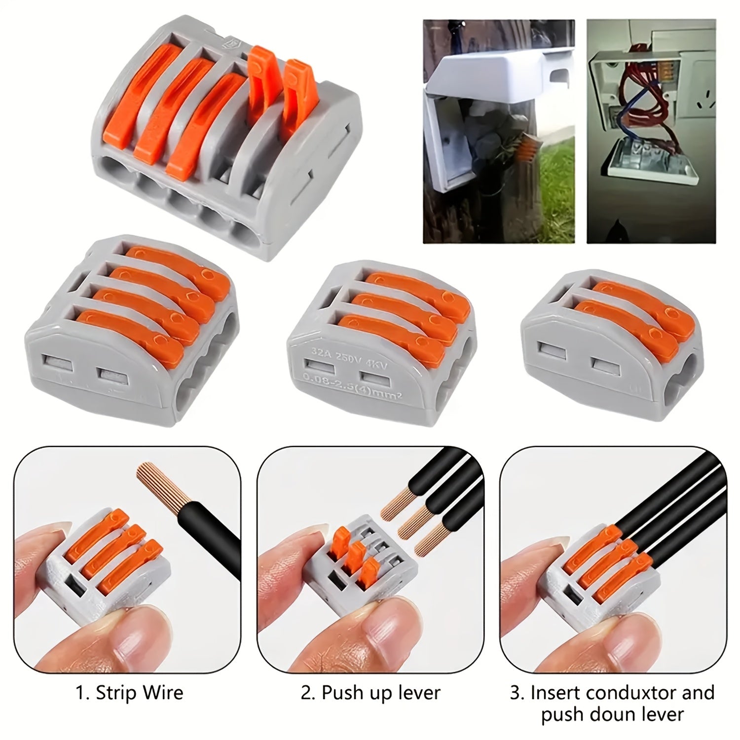 60-Piece Wire Connector Kit for Rapid Splicing 28-12 AWG Copper Terminals