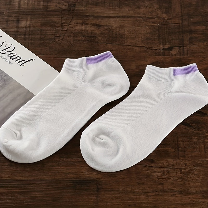 Women’s Striped Ankle Socks 6 Pairs Lightweight Cotton Blend Casual Hosiery