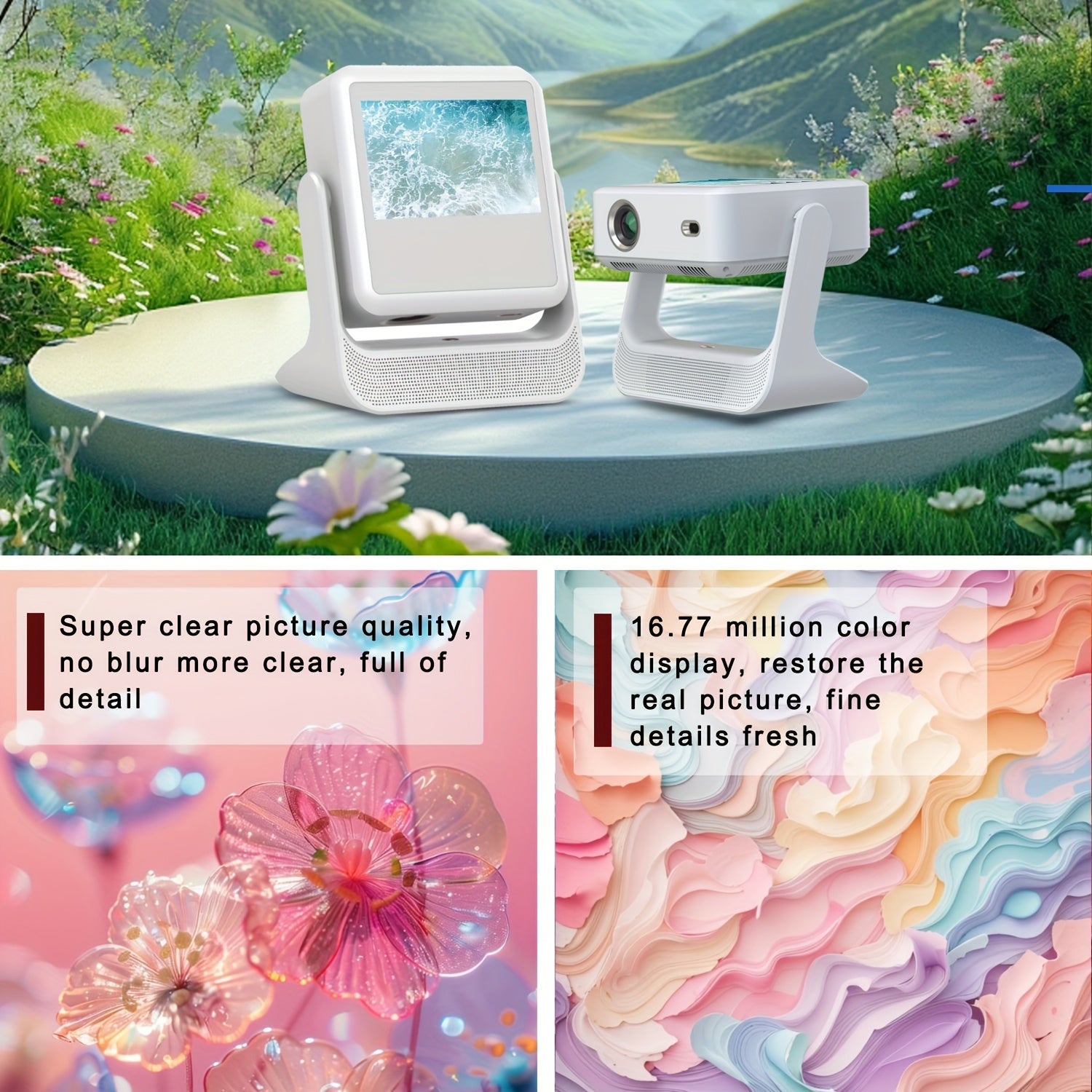 Portativ ikki ekranli proyektor Full HD 4K qo'llab-quvvatlash uchun uy ofisi teatr