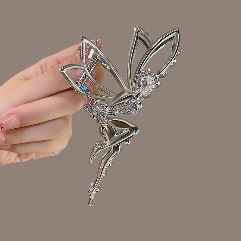 Women's Hair Clips Butterfly Wings and Shark Clip with Gold and Diamond Accents